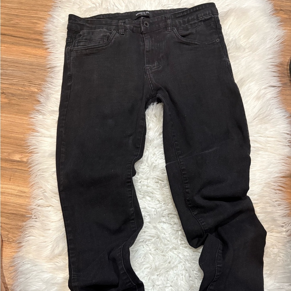 Kenneth Cole Black Washed Button-Fly Jeans